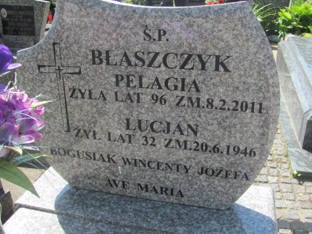 Pelagia Błaszczyk Kalisz św. Józefa Tyniecki 0302 - Grobonet - Wyszukiwarka osób pochowanych