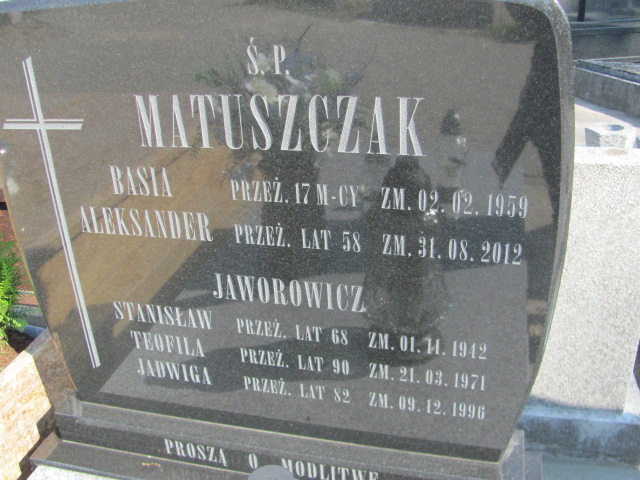 Aleksander Matuszczak 1953 Kalisz św. Józefa Tyniecki 0302 - Grobonet - Wyszukiwarka osób pochowanych