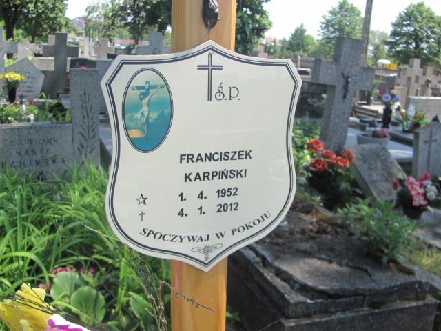 Franciszek Karpiński 1952 Kalisz św. Józefa Tyniecki 0302 - Grobonet - Wyszukiwarka osób pochowanych