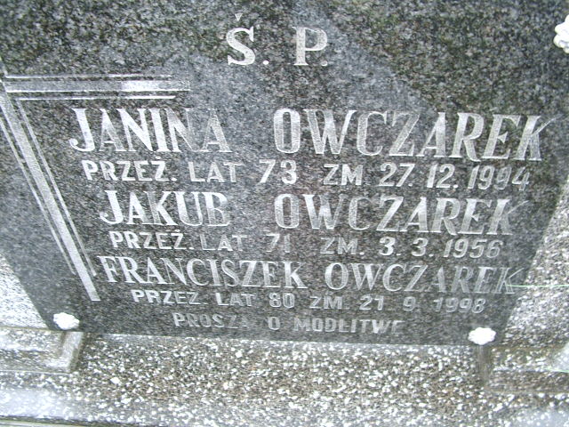Karol Owczarek 1951 Kalisz św. Józefa Tyniecki 0302 - Grobonet - Wyszukiwarka osób pochowanych