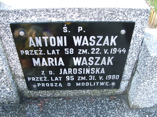Antoni Waszak Kalisz św. Józefa Tyniecki 0302 - Grobonet - Wyszukiwarka osób pochowanych