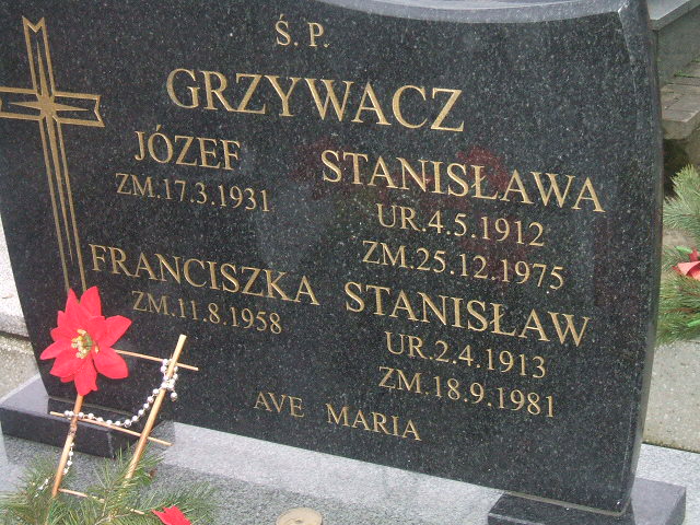 Stanisław Grzywacz 1913 Kalisz św. Józefa Tyniecki 0302 - Grobonet - Wyszukiwarka osób pochowanych