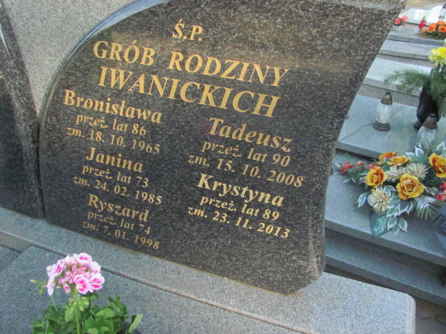 Krystyna Iwanicka Kalisz św. Józefa Tyniecki 0302 - Grobonet - Wyszukiwarka osób pochowanych