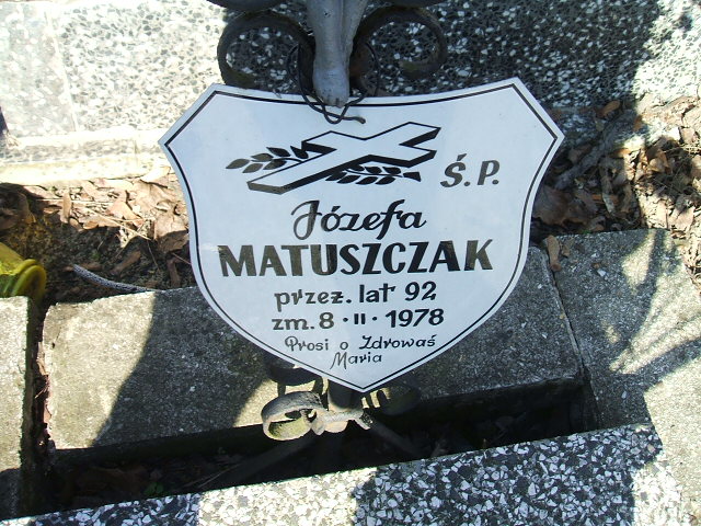 Józefa Matuszczak Kalisz św. Józefa Tyniecki 0302 - Grobonet - Wyszukiwarka osób pochowanych