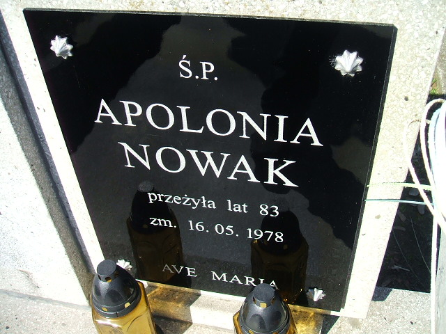 Apolonia Nowak Kalisz św. Józefa Tyniecki 0302 - Grobonet - Wyszukiwarka osób pochowanych