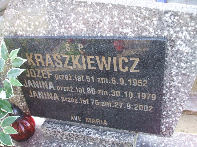 Janina Kraszkiewicz Kalisz św. Józefa Tyniecki 0302 - Grobonet - Wyszukiwarka osób pochowanych