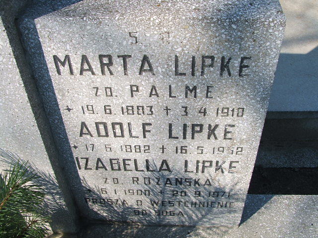 Adolf Lipke 1882 Kalisz św. Józefa Tyniecki 0302 - Grobonet - Wyszukiwarka osób pochowanych