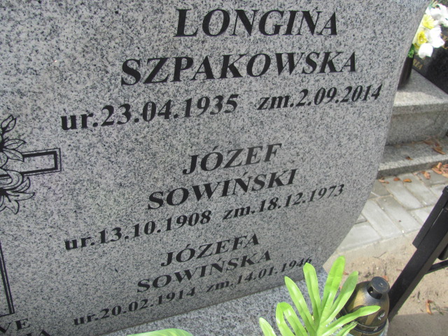 Józef Sowiński 1908 Kalisz św. Józefa Tyniecki 0302 - Grobonet - Wyszukiwarka osób pochowanych