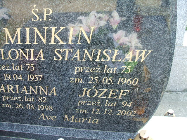 Stanisław Minkin 1884 Kalisz św. Józefa Tyniecki 0302 - Grobonet - Wyszukiwarka osób pochowanych