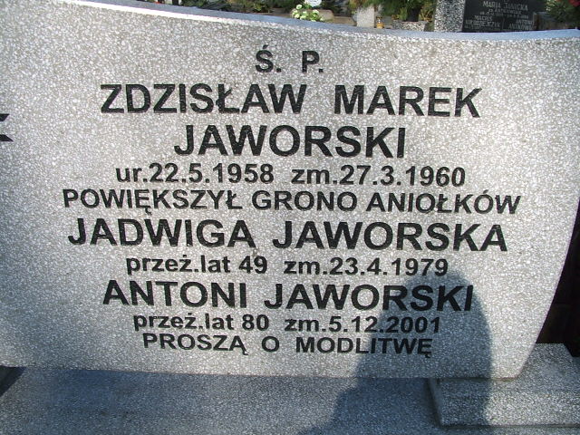 ZDZISŁAW MAREK Jaworski 1958 Kalisz św. Józefa Tyniecki 0302 - Grobonet - Wyszukiwarka osób pochowanych