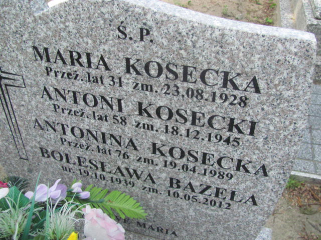 Antoni Kosecki 1886 Kalisz św. Józefa Tyniecki 0302 - Grobonet - Wyszukiwarka osób pochowanych