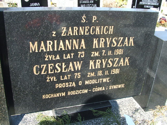 Marianna Kryszak 1907 Kalisz św. Józefa Tyniecki 0302 - Grobonet - Wyszukiwarka osób pochowanych