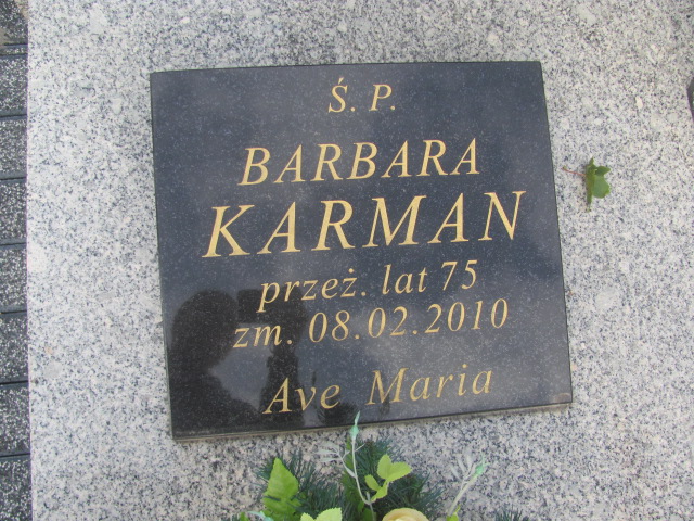 Barbara Karman 1934 Kalisz św. Józefa Tyniecki 0302 - Grobonet - Wyszukiwarka osób pochowanych