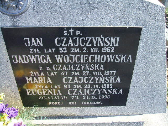 Jan Czajczyński 1899 Kalisz św. Józefa Tyniecki 0302 - Grobonet - Wyszukiwarka osób pochowanych